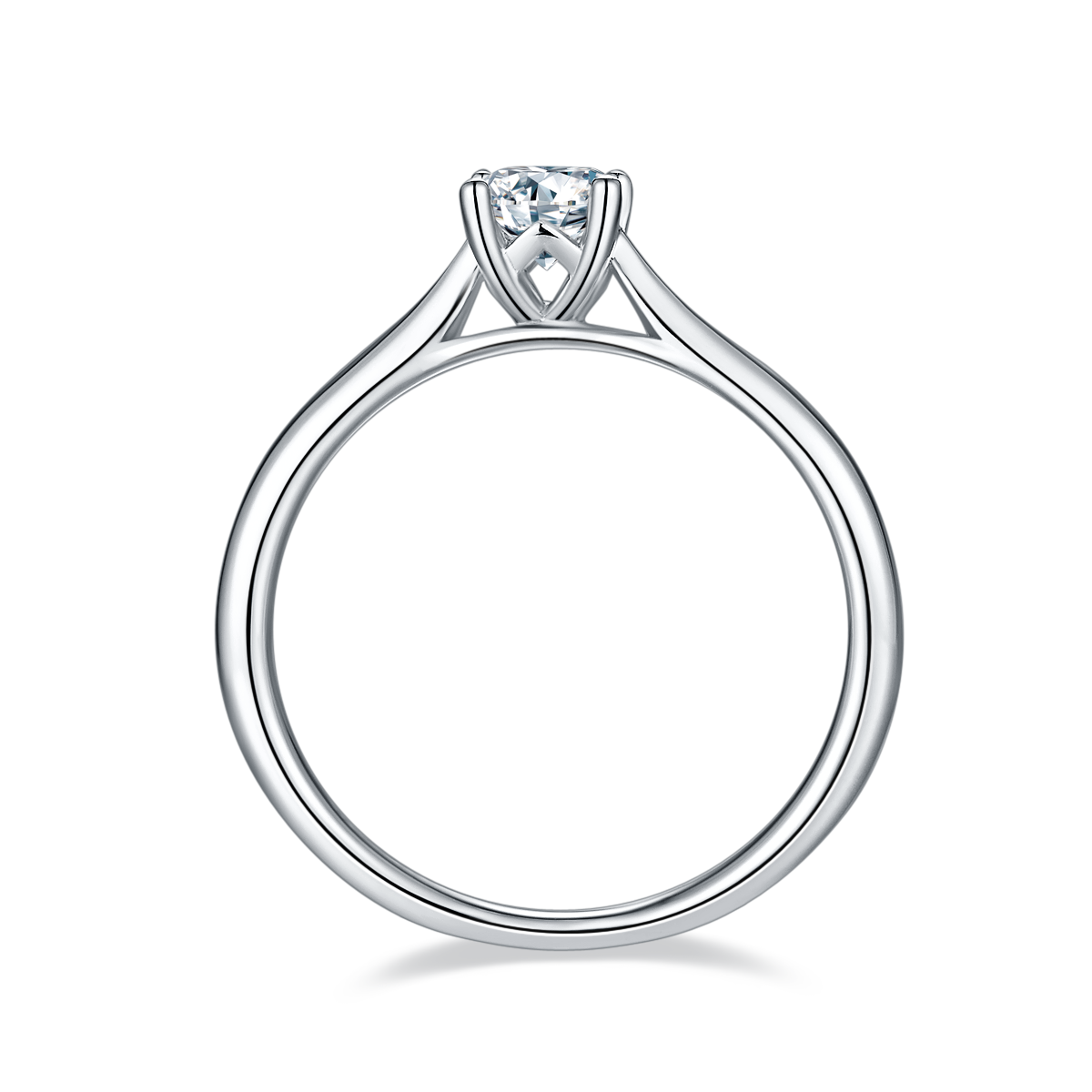Straight arm four claw S925 silver plated platinum Moissanite women's ring 50 points D-grade